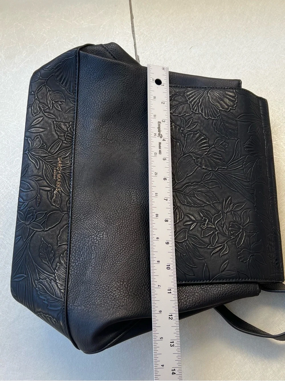 Darcy Marks London Black Embossed Floral Backpack Bag
